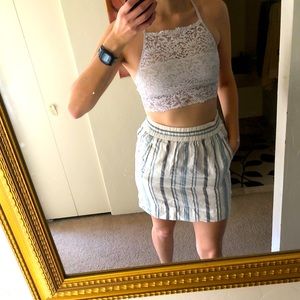 Loft linen cotton blend striped skirt